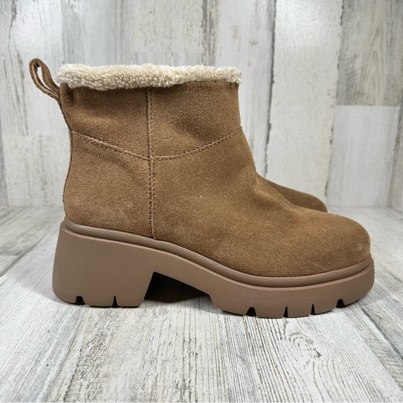 New STEVEN MADDEN Hatcher Bootie Chestnut Suede Faux Fur#1291 - Picture 6 of 13